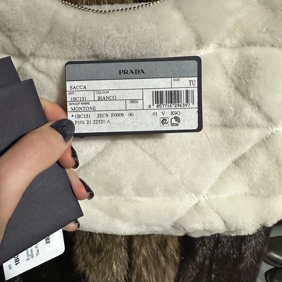 Prada Ultra Rare Quilted Shearling Shoulder Bag - Cream - Picture 8 of 10